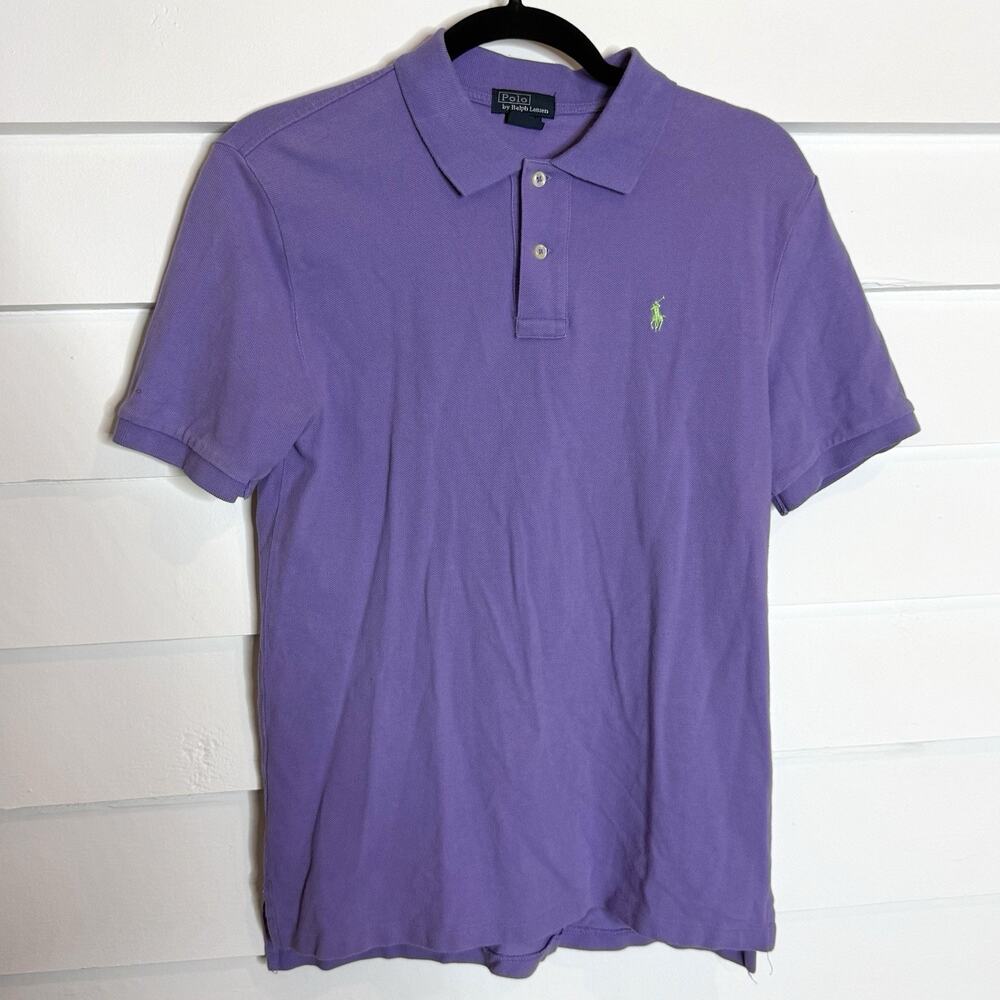 Polo Ralph Lauren Boys Cotton Collared Short Sleeve Shirt Purple Large 14/16